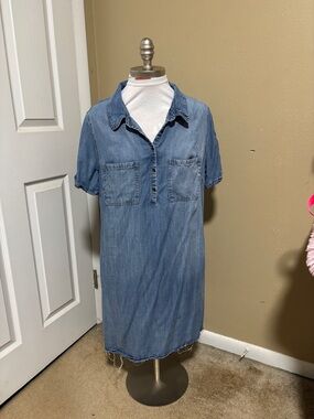 Denim Shirt Dress - Blue